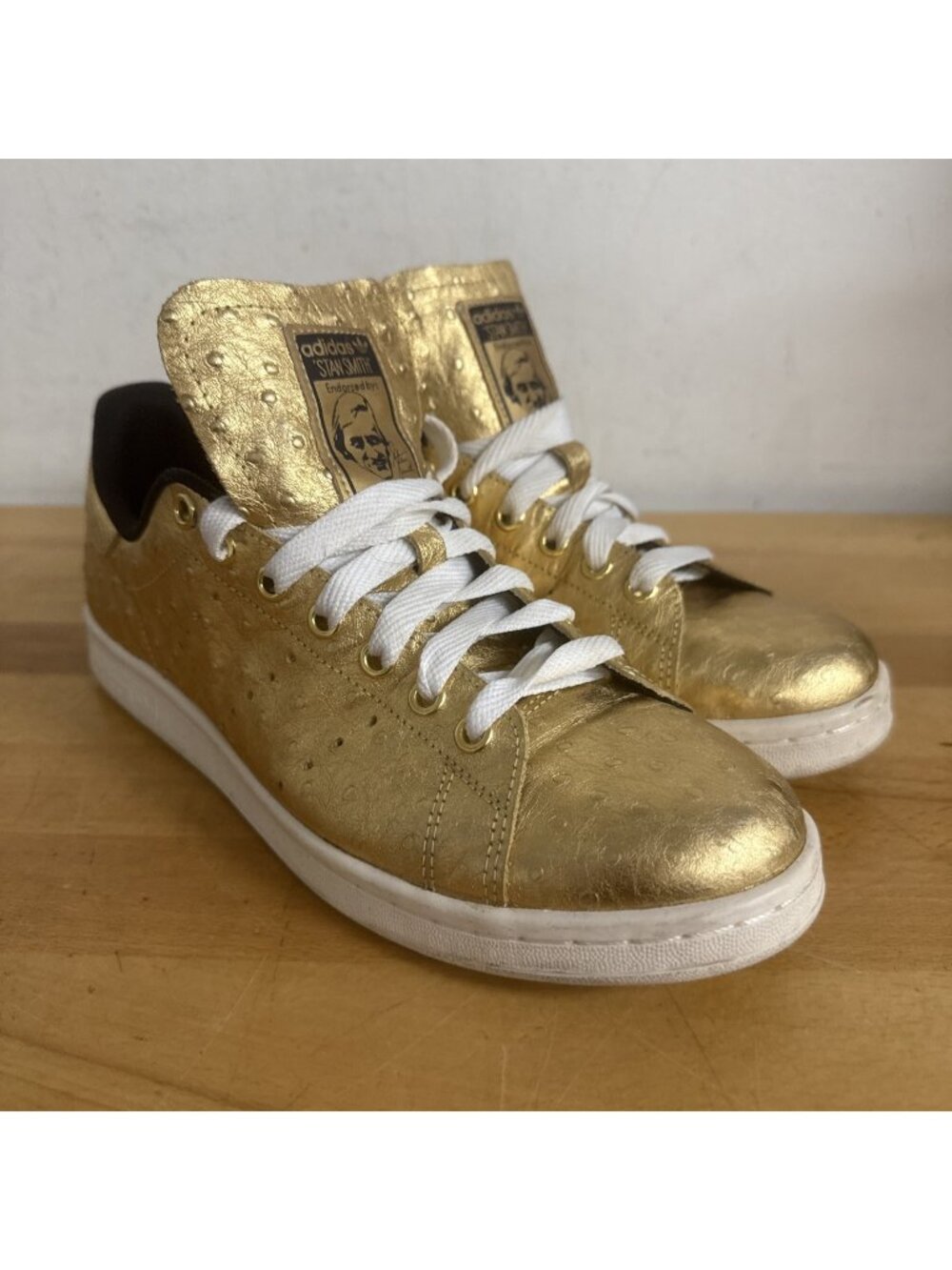 Adidas- Stan Smith - Mens Size 9.5 - Gold Metallic Sneakers - APC011011 - 12/15